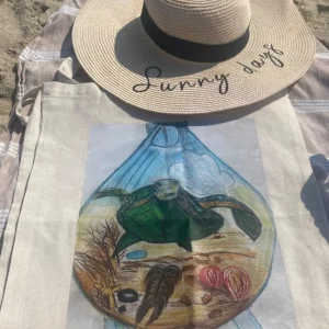 Green turtle tote bags