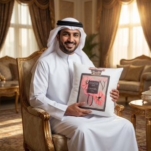 black chanel satin pillow