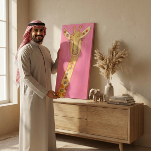 colourful giraffe oil painting