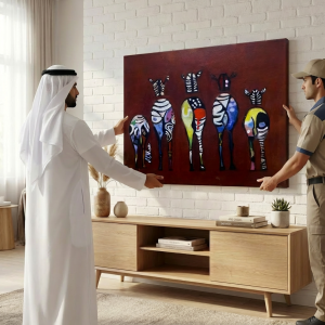 five colorful zebras