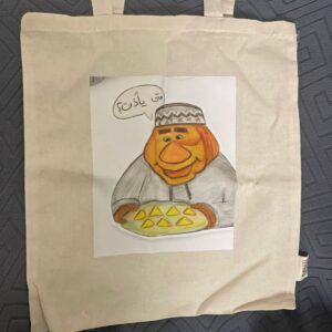 Emirati Cartoon Printed Cotton Tote Bag – Reusable Eco-Friendly Shopping Bag