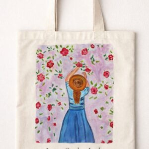 Lotus Garden Lady Art Tote Bag – Elegant Canvas Carry Bag